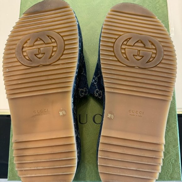 Gucci Angelina Platform Slide Sandals Denim GG Delave Blue Tea EU 38.5 US 8.5 - Picture 5 of 5